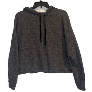 Madewell Women’s Heathered Gray Cotton Crop Hoodie Sweatshirt Top Sz M